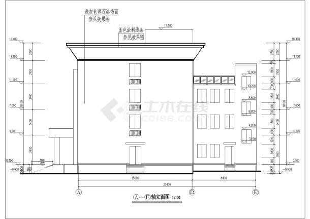 某派出所四层综合楼建筑设计施工图-图一