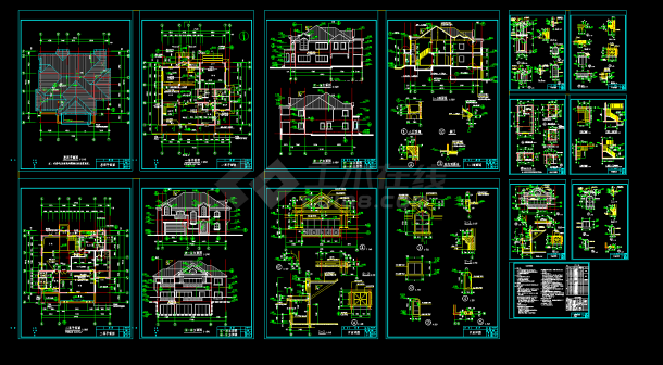 美式别墅全套施工图cad设计图纸-图一