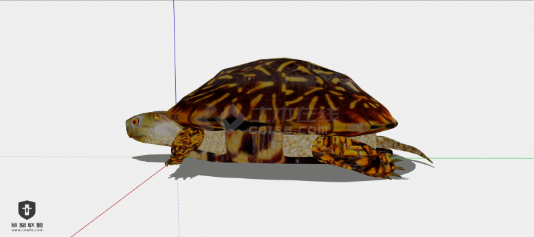 一只身体有金色花纹的乌龟su模型-图二