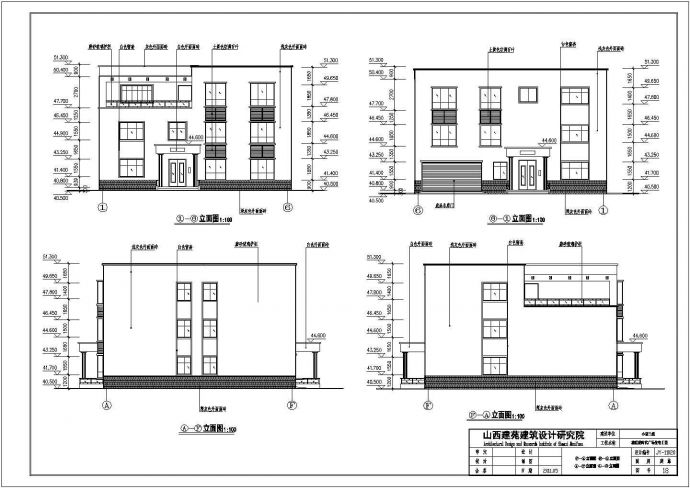 某小区三层框架结构别墅建筑设计方案图纸_图1