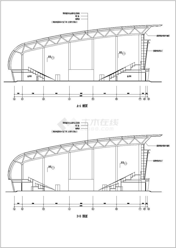 德阳市某高级中学框架结构篮球馆建筑设计方案图-图二