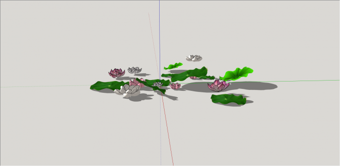 粉白相间荷花和睡莲su模型_图1
