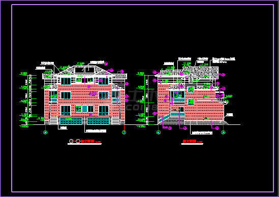 双联别墅建筑全套施工设计CAD图-图二