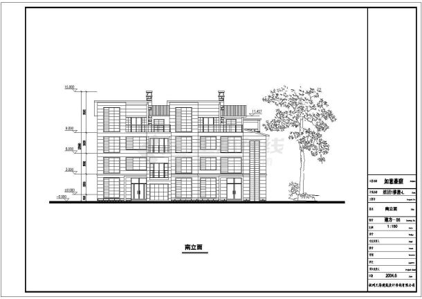某地上四层框架结构联排住宅楼建筑设计方案图纸-图二