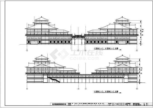 海盐天宁寺4层框架结构仿古街建筑设计方案图-图一