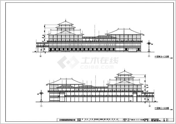 海盐天宁寺4层框架结构仿古街建筑设计方案图-图二