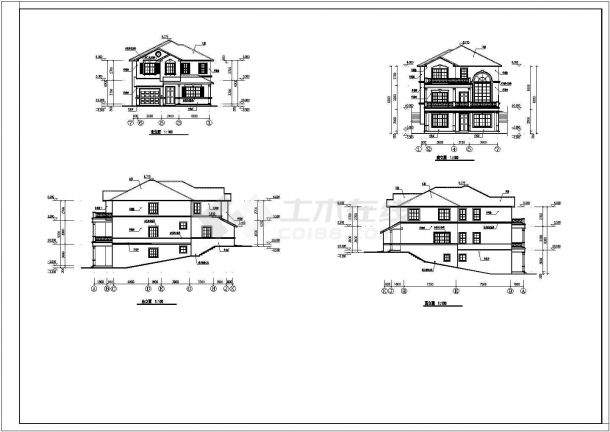 某小区二层框架结构别墅楼建筑设计方案图纸-图一