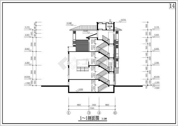 福建某地三层别墅楼建筑设计施工图-图二