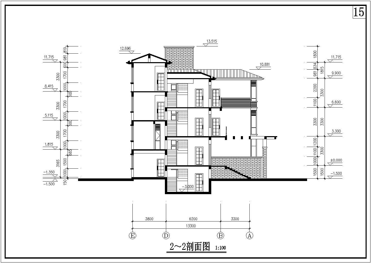 福建某地三层别墅楼建筑设计施工图