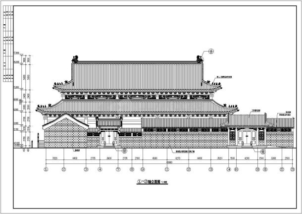 南方某地区单层戏楼建筑设计施工图-图一