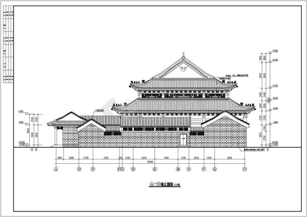 南方某地区单层戏楼建筑设计施工图-图二