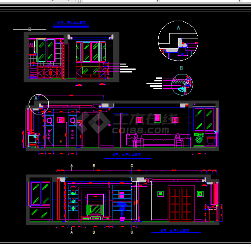 一套二室二厅装修设计方案全套CAD图纸-图二