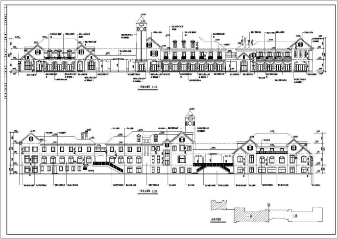 某地区三层框架结构商业街建筑设计方案图纸_图1