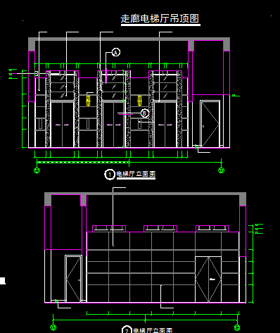 物委办公楼电梯厅设计全套CAD图纸-图二