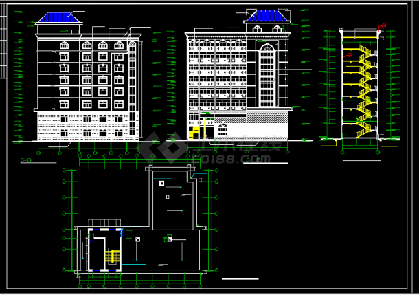 私人宾馆建筑施工方案设计全套CAD图纸-图二