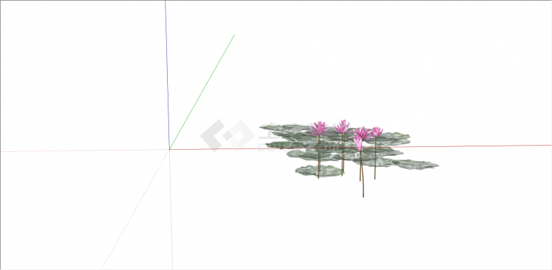 八朵荷花和荷叶睡莲 su模型-图一