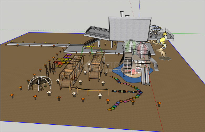 创意多功能儿童乐园沙滩公园su模型-图二
