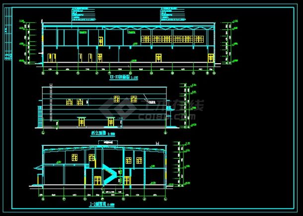 休闲中心水中央浴场建施设计CAD详图-图二