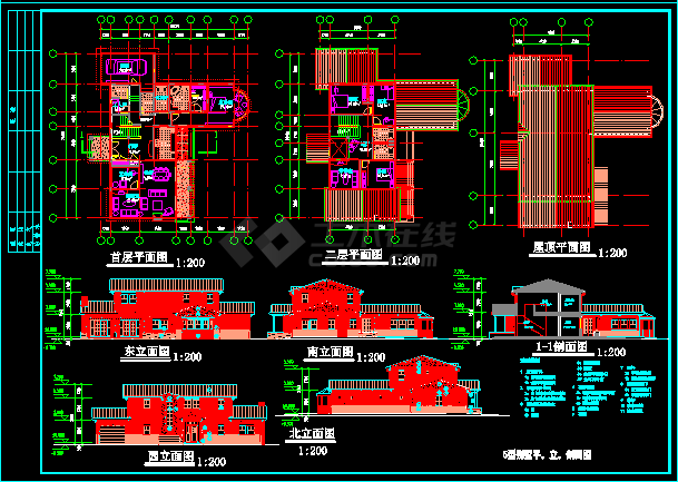 某中式经典别墅CAD设计方案施工图-图二