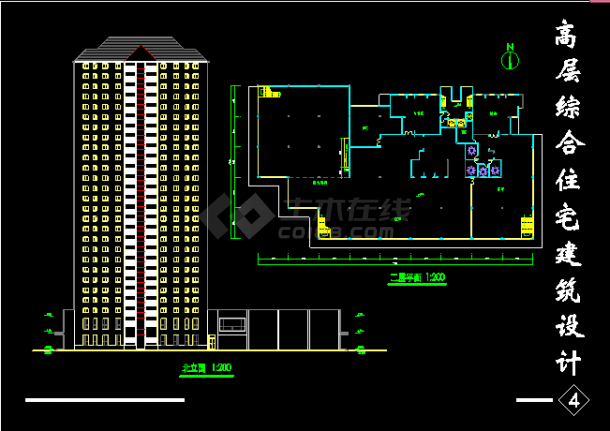 高层综合住宅设计建筑施工方案图纸-图二