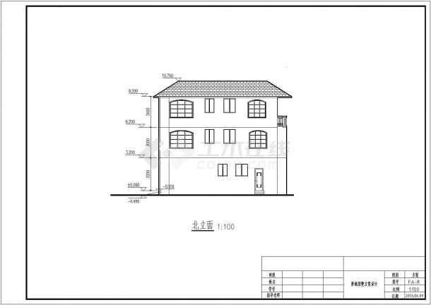 某小区三层别墅建筑设计方案图纸（学生课程设计）-图二