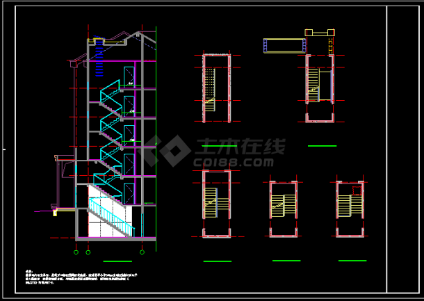 某地现代风格多层住宅楼梯结构整套配筋详图-图二