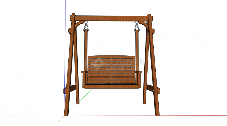 新中式木质经典秋千椅su模型-图一