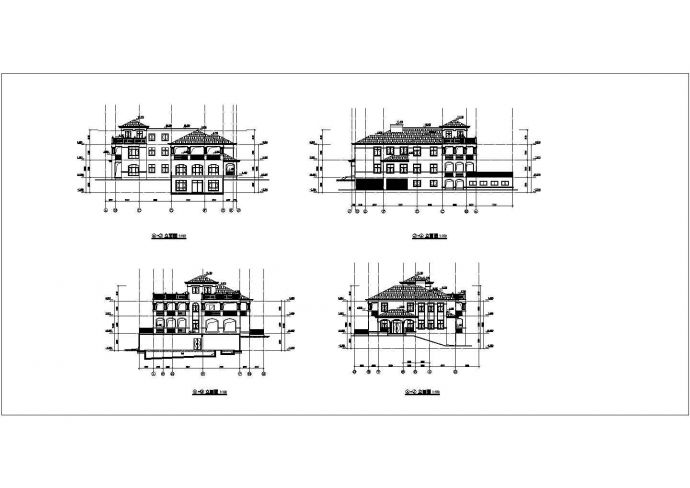 南方某小区二层别墅楼建筑设计方案图_图1
