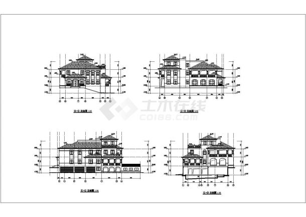 南方某小区二层别墅楼建筑设计方案图-图二