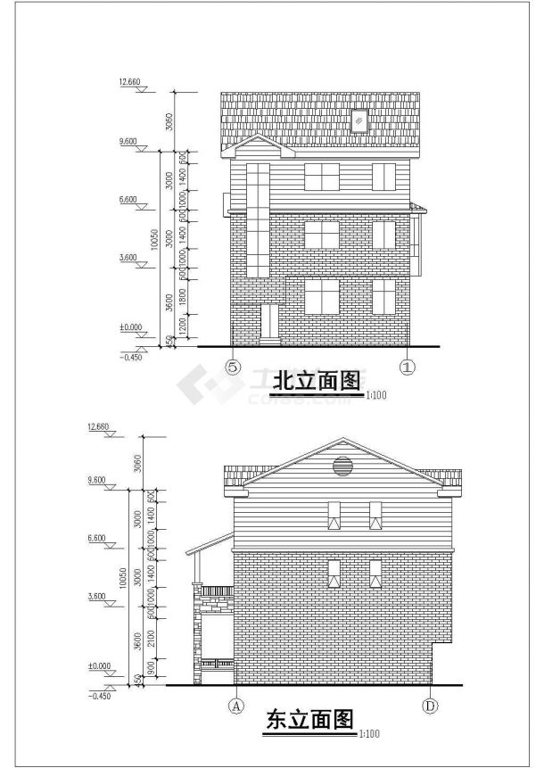 某农村三层坡屋顶住宅楼建筑设计方案图纸-图一