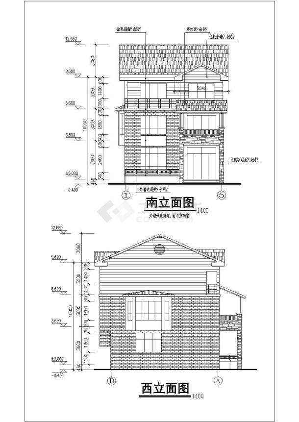 某农村三层坡屋顶住宅楼建筑设计方案图纸-图二