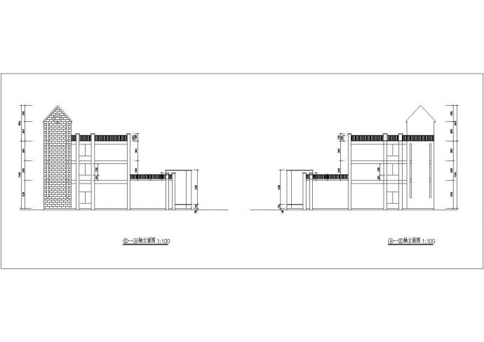 某景区3层框架结构消防站建筑方案图_图1