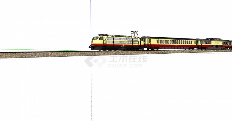 现代红黄色超长火车su模型-图二