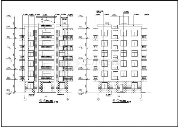 某地区六层框架结构别墅楼建筑设计方案图纸-图一