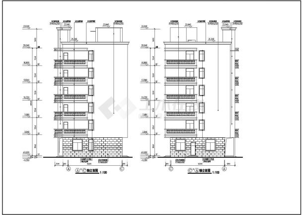 某地区六层框架结构别墅楼建筑设计方案图纸-图二