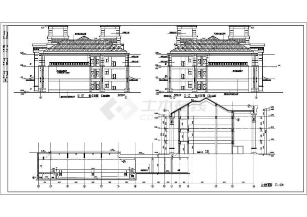 某地区三层框架结构售楼处建筑设计方案图纸-图二