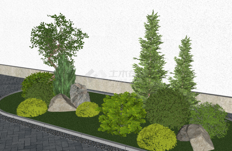 植物组合景观树灌木灌木丛su模型-图二