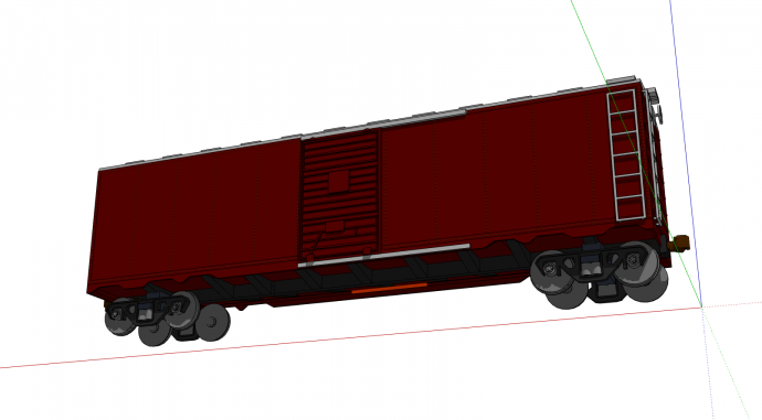 红褐色长型火车厢su模型_图1