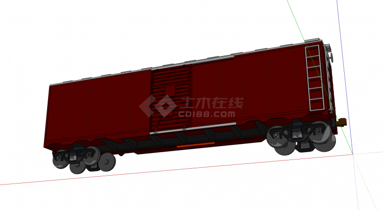 红褐色长型火车厢su模型-图一