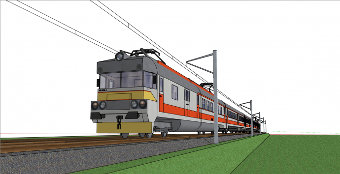 中式铁皮大型火车su模型_图1