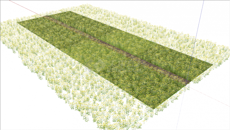 中间木桥两侧油菜花植物组合su模型-图一