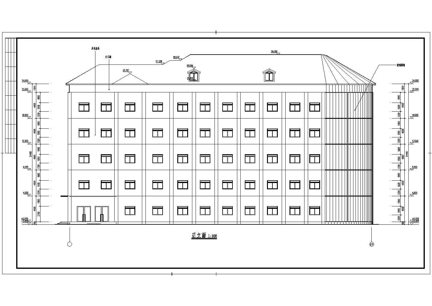 长沙市某框架结构社区医院建筑设计方案图