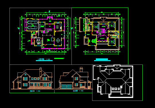 特色别墅建筑施工cad设计方案图纸_图1