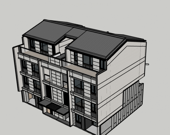 中型传统式多层住宅su模型_图1