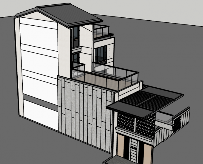 多层带天台式住宅房su模型_图1
