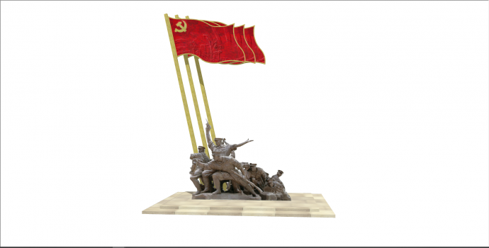 中式中国红纪念革命先辈建筑su模型_图1