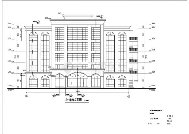 某地区五层框架结构宾馆建筑设计方案图纸-图一