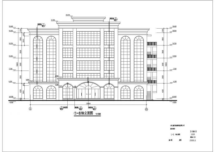 某地区五层框架结构宾馆建筑设计方案图纸_图1