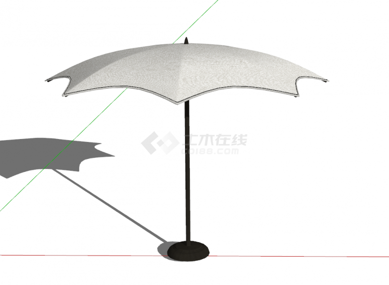 金属支架灰顶的遮阳伞su模型-图一