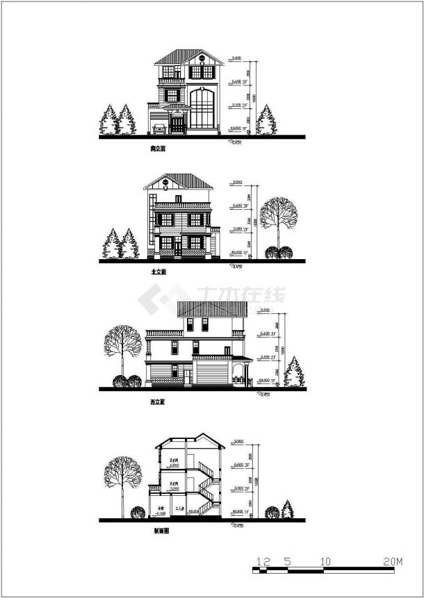 某设计人员整理的五套二层别墅建筑设计方案图纸-图二